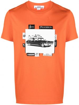T-shirt di cotone con stampa Jw Anderson arancione