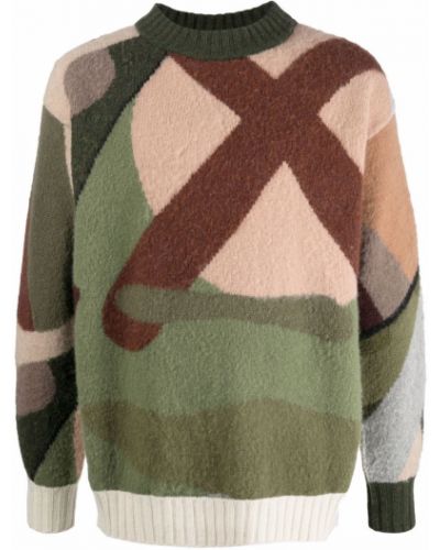 Sweter wełniany z nadrukiem w kamuflażu Sacai