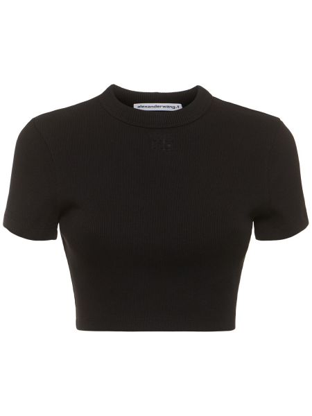 Medvilninis marškinėliai trumpomis rankovėmis Alexander Wang juoda