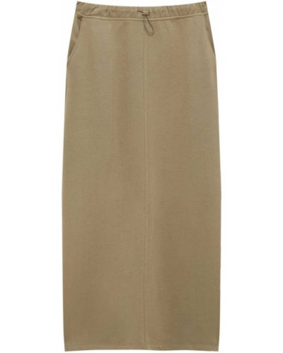 Jednofarebná bavlnená priliehavá dlhá sukňa Pull&bear
