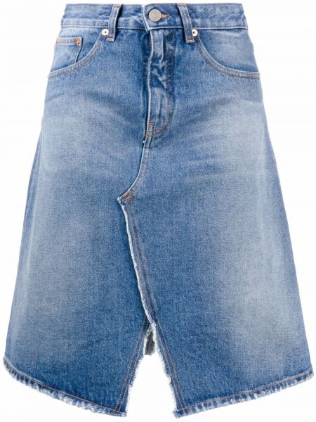 Retro džínová sukně s vysokým pasem s páskem Mm6 Maison Margiela - modrá