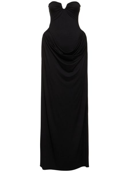 Drapované dlouhé šaty jersey Magda Butrym černé