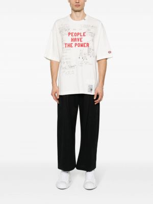 Marškinėliai su nubrozdinimais Maison Mihara Yasuhiro balta