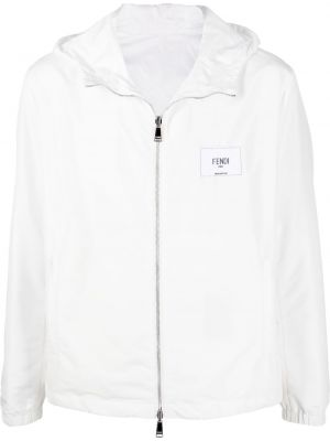 Двусторонняя куртка с капюшоном с заплатками Fendi, белая