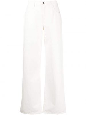 Bavlněné kalhoty s nízkým pasem The Row bílé