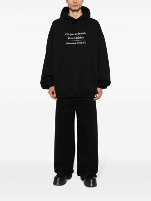 Bluza z kapturem z nadrukiem oversize Vetements czarna