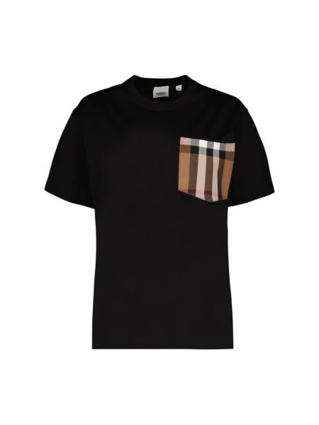 Karierte t-shirt mit rundem ausschnitt mit taschen Burberry schwarz
