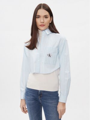 Priliehavá rifľová košeľa Calvin Klein Jeans modrá