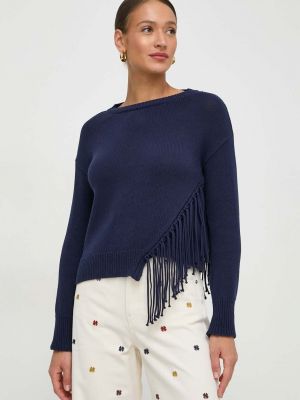 Pamučni pulover Marella plava