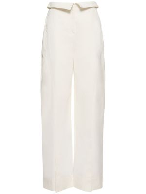 Bavlněné kalhoty relaxed fit Alberta Ferretti bílé