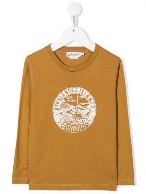 T-shirt con stampa a maniche lunghe Bonpoint marrone