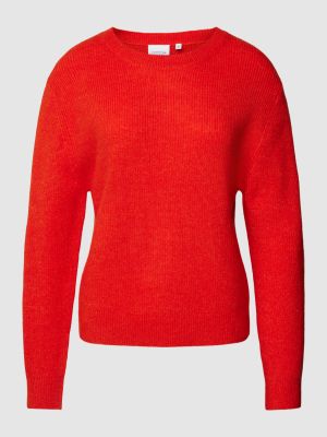 Czerwony dzianinowy sweter w jednolitym kolorze Comma Casual Identity