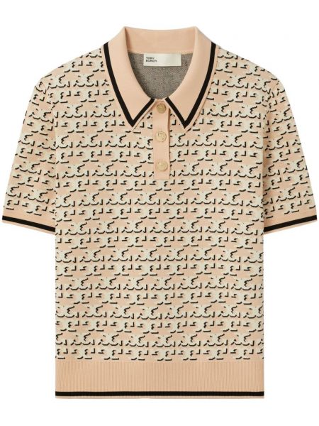 Tricou polo din jacard Tory Burch