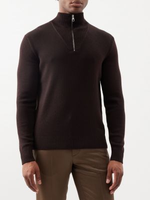 Шерстяной свитер с высоким воротником Dunhill коричневый