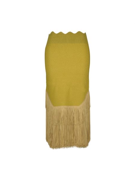Długa spódnica z frędzli Victoria Beckham żółta