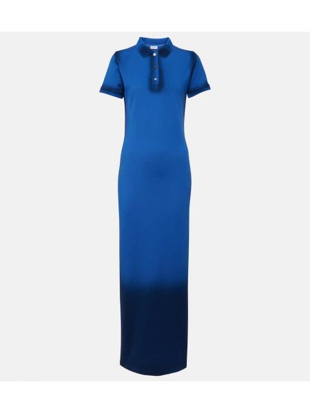 Bombažna dolga obleka Loewe modra