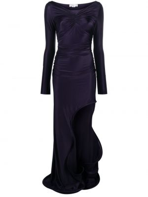 Satynowa sukienka wieczorowa asymetryczna Victoria Beckham fioletowa