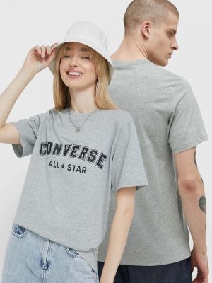 Koszulka bawełniana z nadrukiem Converse szara