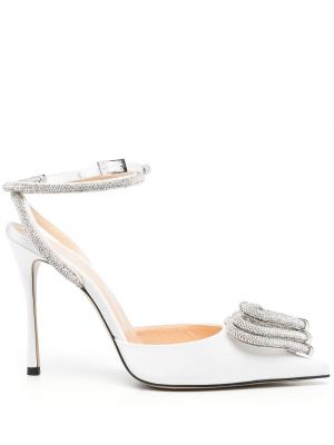Полуотворени обувки с кристали със сърца Mach & Mach бяло