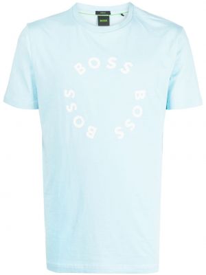 T-shirt med mönster Boss blå