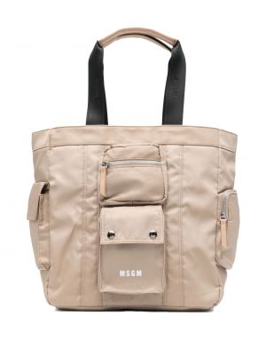 Τσάντα shopper με σχέδιο Msgm μπεζ