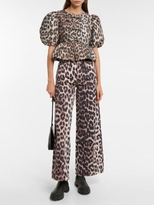 Voľné džínsy s potlačou s leopardím vzorom Ganni
