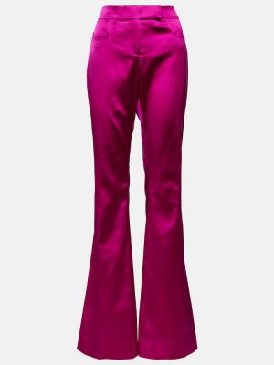 Saténové rovné kalhoty s nízkým pasem Tom Ford růžové