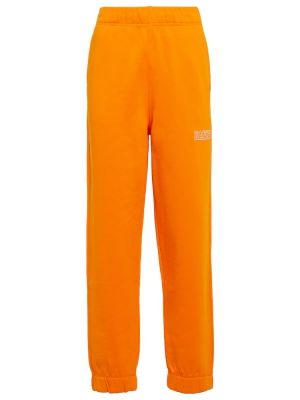 Pantaloni sport din bumbac Ganni portocaliu