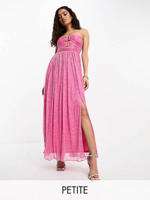 Плиссированное длинное платье Forever New розовое