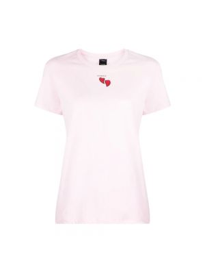 Koszulka z nadrukiem w serca Pinko różowa