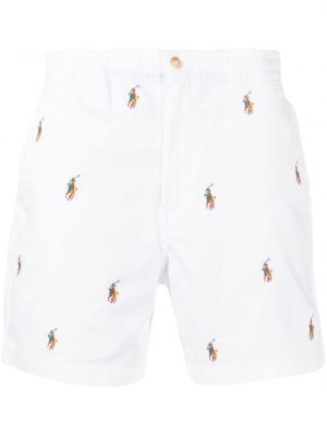 Bombažne bermuda kratke hlače z gumbi s karirastim vzorcem Polo Ralph Lauren bela