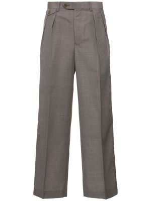 Volnene hlače s tropskim vzorcem iz moherja Auralee siva