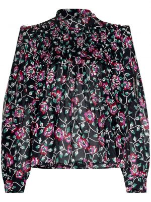 Plissert trykt floral bluse Isabel Marant étoile svart