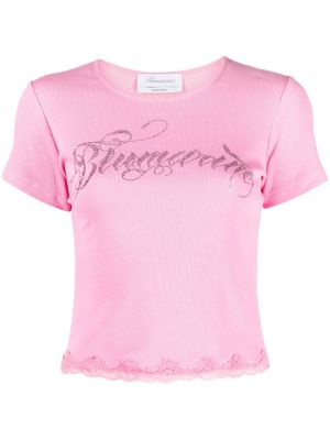 Kokvilnas t-krekls Blumarine rozā