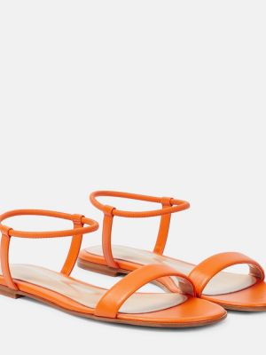 Sandale din piele fără toc Gianvito Rossi portocaliu