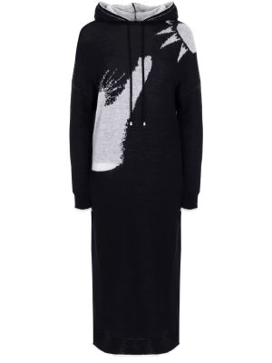 Черное трикотажное платье с капюшоном Ereda