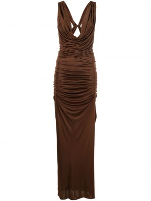 Drapované dlouhé šaty Gauge81 hnedá