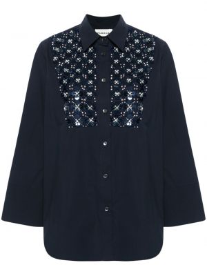 Βαμβακερό πουκάμισο με πετραδάκια P.a.r.o.s.h. μπλε