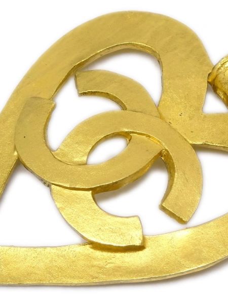 Boucles d'oreilles à boucle de motif coeur Chanel Pre-owned doré