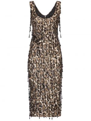 Коктейлна рокля с пайети с леопардов принт Dolce & Gabbana