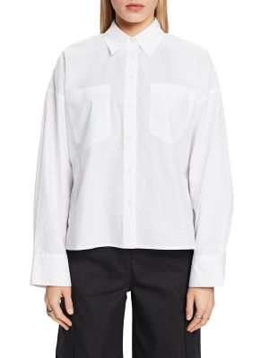 Camisa de algodón oversized Esprit blanco