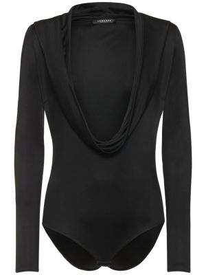 Drapovaný body s kapucí jersey Versace černý
