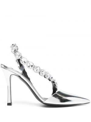 Полуотворени обувки с кристали Stella Mccartney сребристо