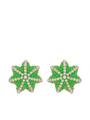 Обеци с копчета с кристали Oscar De La Renta зелено