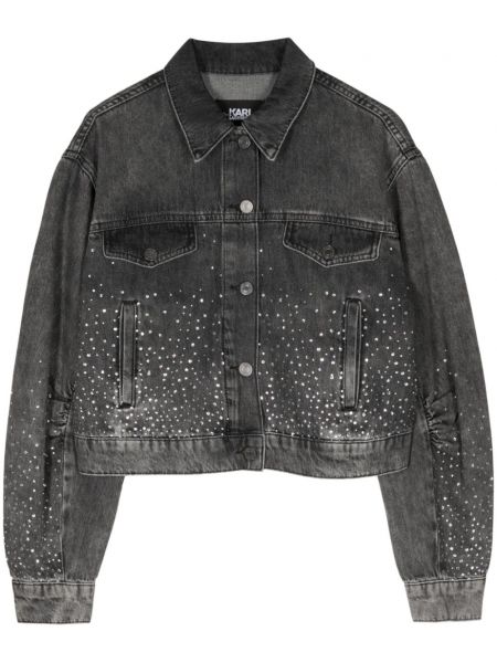 Krištáľová džínsová bunda Karl Lagerfeld čierna