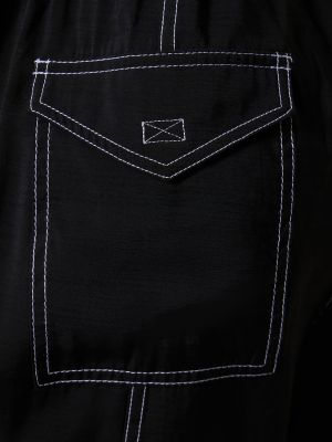 Pantaloni cargo cu talie înaltă Ganni negru