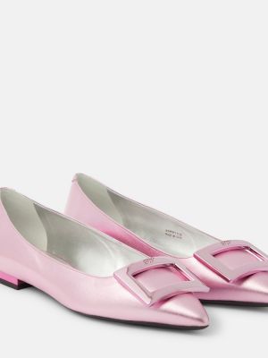 Bőr balerina cipők Roger Vivier rózsaszín