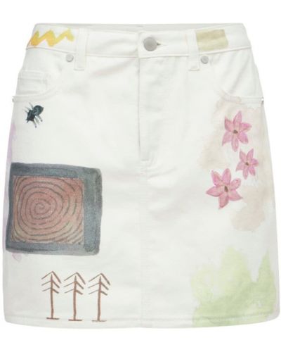 Bavlnená džínsová sukňa Mcq biela