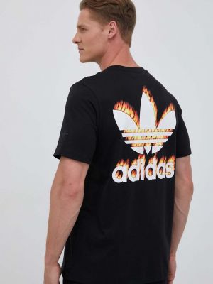 Bavlněné tričko s potiskem Adidas Originals černé