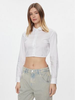 Дънкова риза slim Tommy Jeans бяло